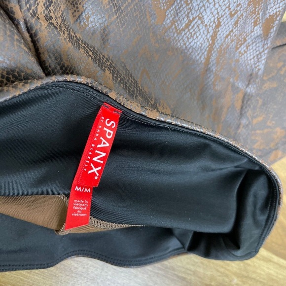 Spanx Faux Leather Brown Snake Leggings Medium Pull On Compression Stretch 20265 - Picture 7 of 10